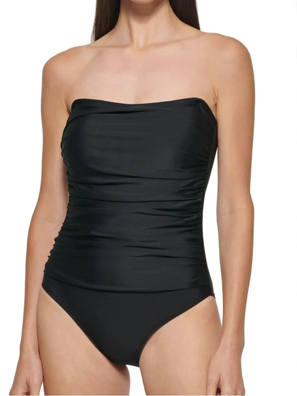 DKNY Swimsuit Black One Piece Bandeau Maillot XL - Picture 6 of 7